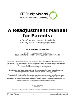 SIT Parent Readjustment Manual