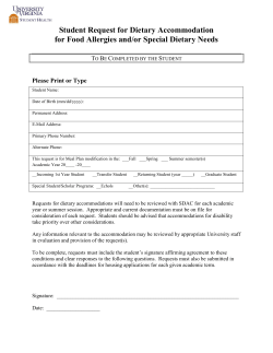 Student Request for Dietary Accommodation