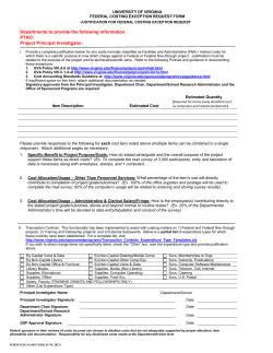 Federal Costing Exception Request (Previously CAS)