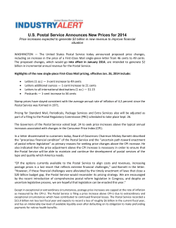 Postal Service Announces New Prices for 2014