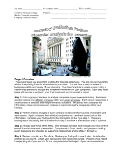 Fall 2010 Company Evaluation Project Handout