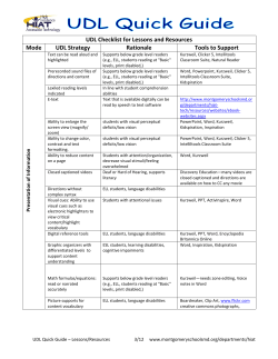 UDL checklist for evaluating lesson materials and resources