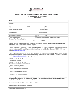 Application for Graduate Admission for Masters Programs in the School of Education (PDF)