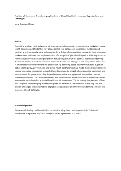 Anne - The Rise of Companies from Emerging Markets in Global Health Governance: Opportunities and Challenges [PDF 344.27KB]