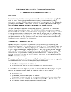 Notice of COBRA Continuation Coverage Plan