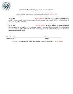 Haga clic aqu para obtener la Solicitud Escuela de Verano