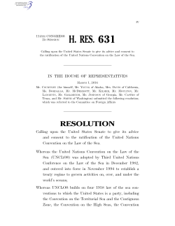 114th Congress calls on Senate to ratify UNCLOS: H. Res. 631