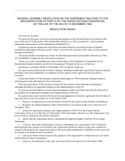 Resolution 48/263 Relating to Implementation of Part XI