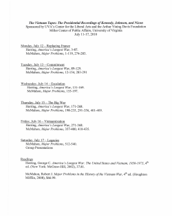 The Vietnam Tapes: Presidential Recordings of Nixon, Kennedy Johnson&nbsp;(Summer Institute)