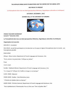 La Francophonie dans tous ses etats (perspective litteraires, linguistiques culturelles et artistiques)