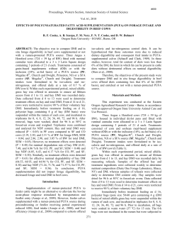 Effects of polyunsaturated fatty acid supplementation (PUFA) on forage intake and digestibility in beef cows