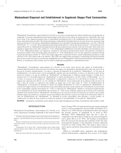 Medusahead Dispersal and Establishment in Sagebrush Steppe Plant Communities