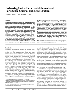 Enhancing Native Forb Establishment and Persistence Using a Rich Seed Mixture