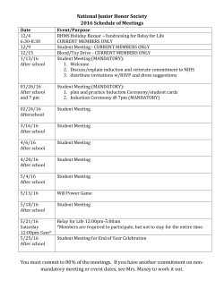 NJHS Schedule of Meetings 2016 UPDATED 11/20/2015