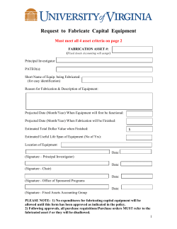 Request to Fabricate Capital Equipment