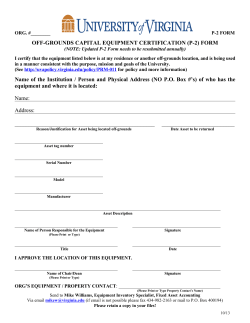 P2 Form - Off-Grounds Equipment Certification