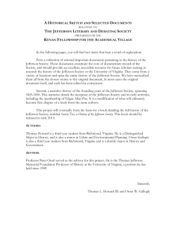 A Historical Sketch and Selected Documents Relating to the Jefferson Literary and Debating Society