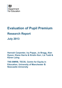 Department for Education evaluation report on the Pupil Premium