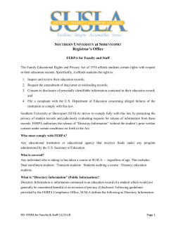 FERPA for Faculty and Staff