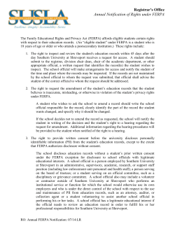 Family Educational Rights and Privacy Act (FERPA) Annual Notification of Rights under FERPA