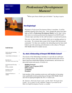 Professional Development Matters! Fall 2012