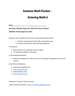 Summer Math 6 2015