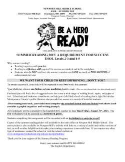 ESOL Summer Reading Packet
