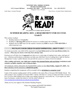 8th Grade Summer Reading Packet