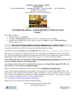 Gr 7 Summer Reading Packet NMMS 2014