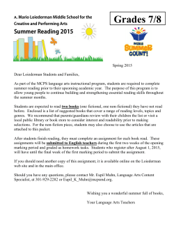 LMS Grade 7-8 Summer Reading 2015-2016