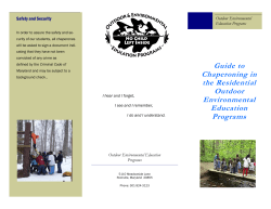 Guide to Chaperoning in the Residential Outdoor Environmental Education Programs