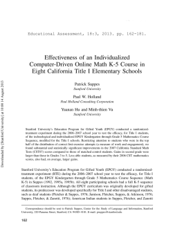 Effectiveness of an individualized computer-driven online math K-5 course in eight California Title I elementary schools