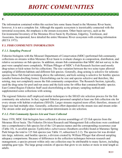 Meramec River Watershed Biotic Community
