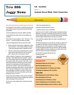Fall 2015 Newsletter Issue 1