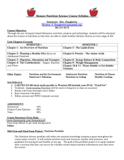 Honors Nutrition Science