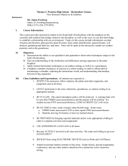 Horticulture Syllabus