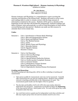 Syllabus: Anatomy and Physiology