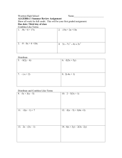 Algebra 1 Summer Review Packet