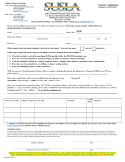 Summer Session Application