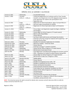 Spring Semester 2016