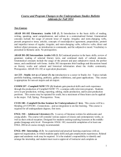 Course and Program Changes to the Undergraduate Studies Bulletin Addenda for Fall 2014