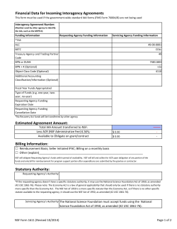 NSF Financial Data Sheet