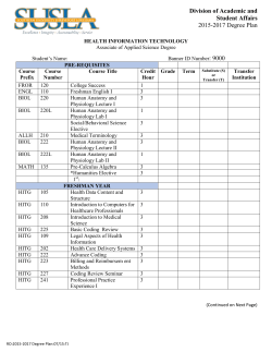 HIT Degree Plan