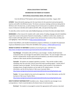 INFORMATION FOR PARENTS OF STUDENTS WITH SPECIAL EDUCATIONAL NEEDS, IEPS AND 504s