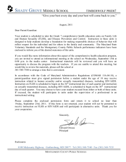 7th Grade Health - Parent Letter