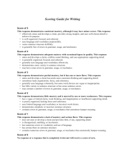 County Rubric for WDP Writing Assignments