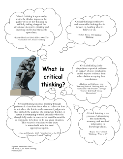 Critical Thinking Definitions