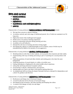 Characteristics of the Adolescent Learner