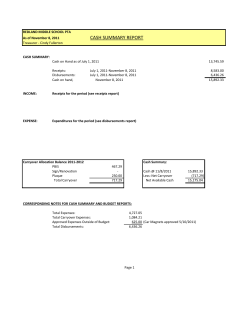 November 8 Treasurer's Report