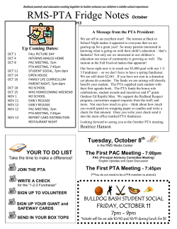 October 2013 Fridge Notes